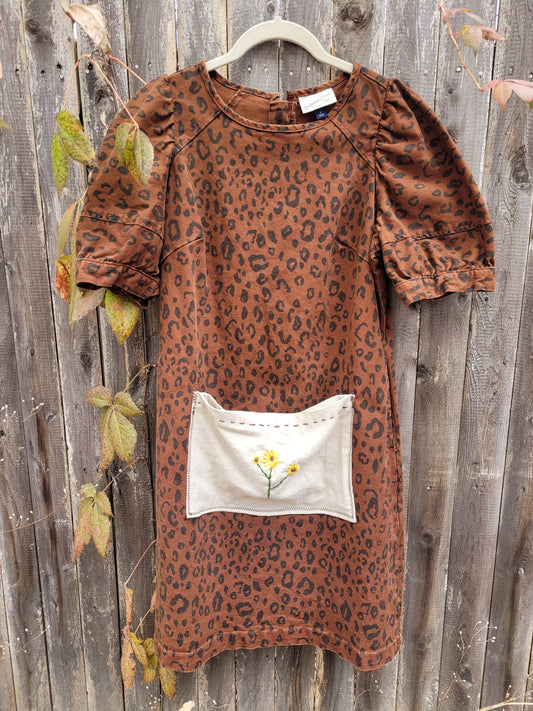 Cheetah Sunflower Dress- Hand-Embroidered 🌻