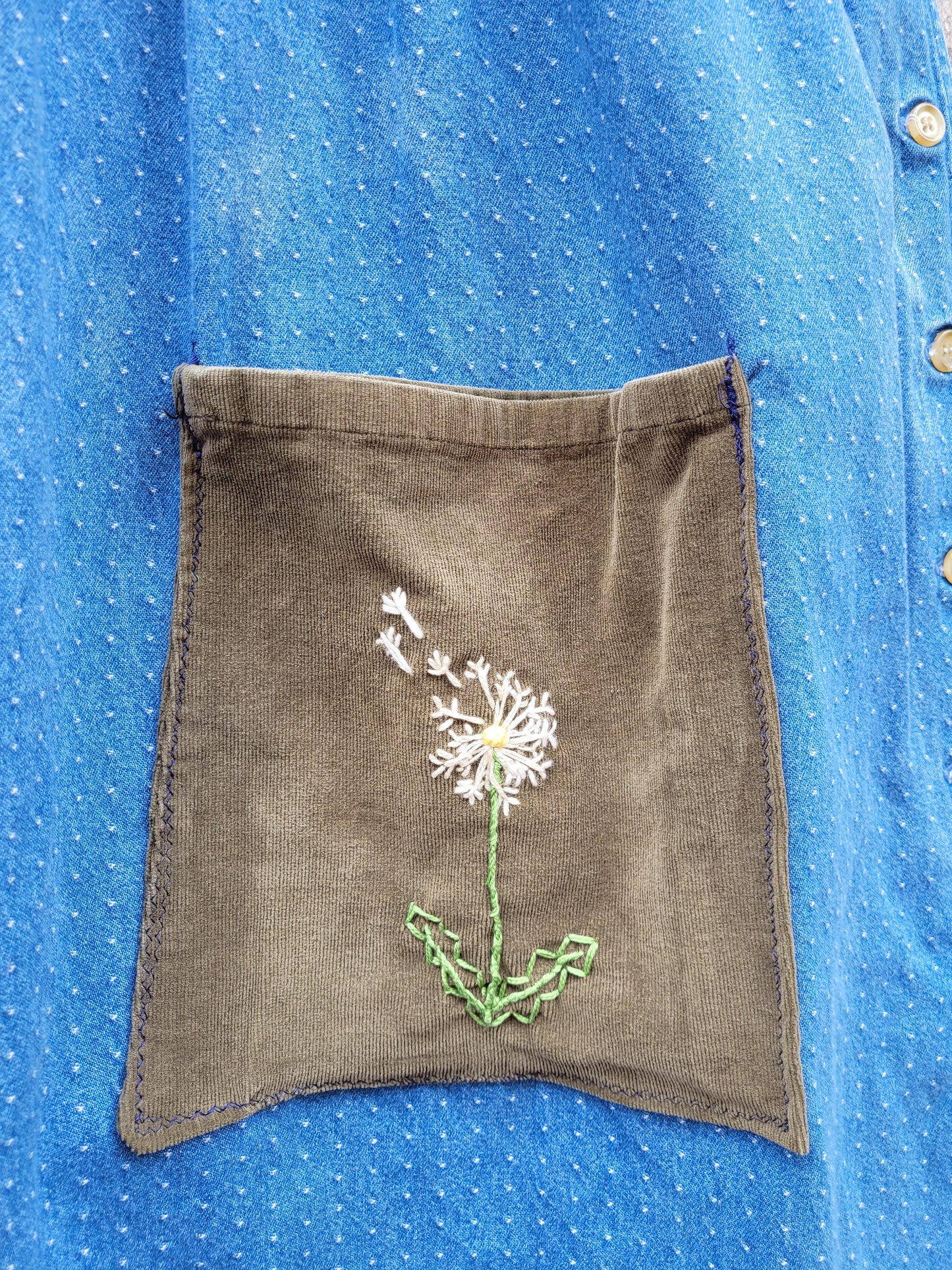 Dandelion Dress - Hand-Embroidered Denim 🌼