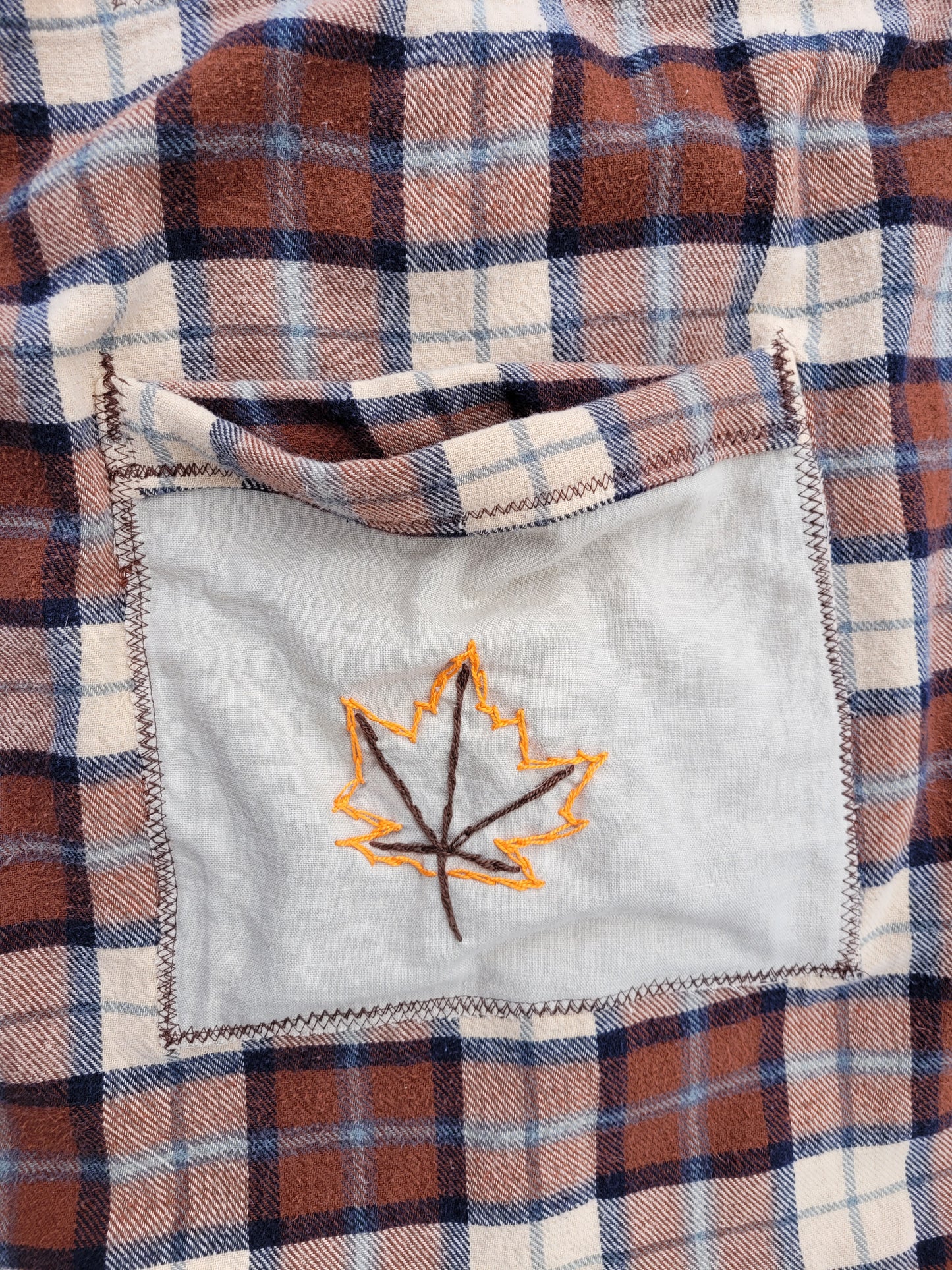 Maple Leaf Flannel Bag - Hand-Embroidered 🍁