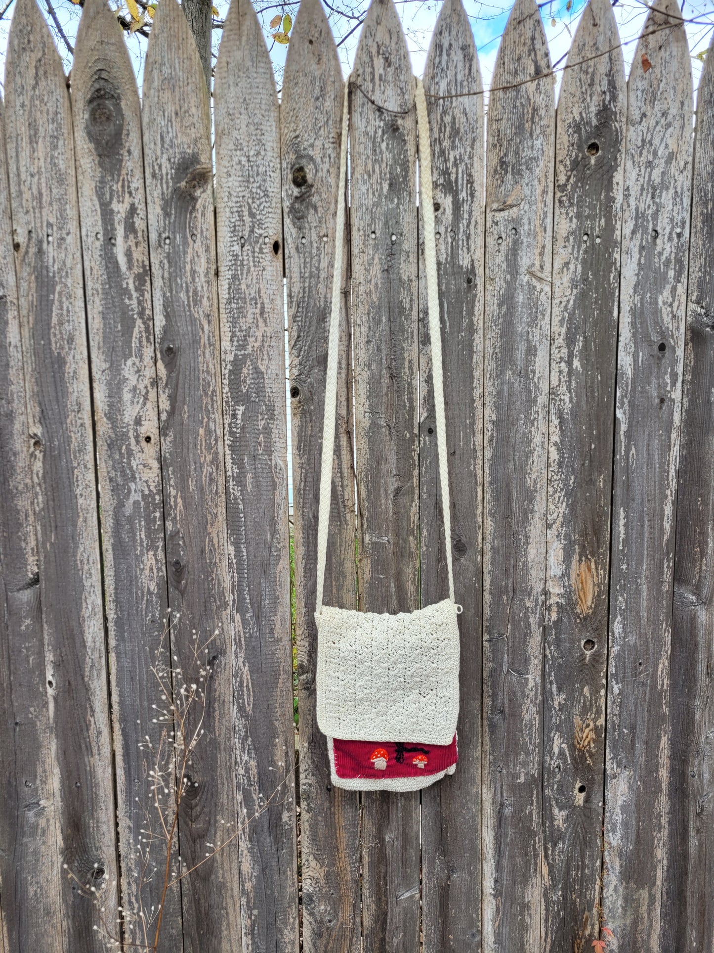 Amanita Mushroom - Dragonfly - Pocket Bag - Hand-Embroidered 🍄